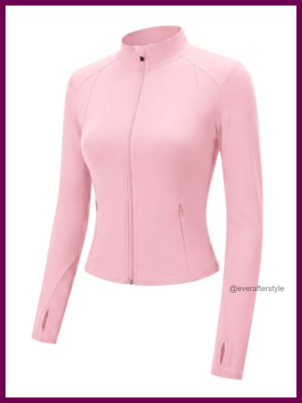 Women's Lightweight Slim Fit Zip Up Cropped Athletic Jacket with Thumbholes